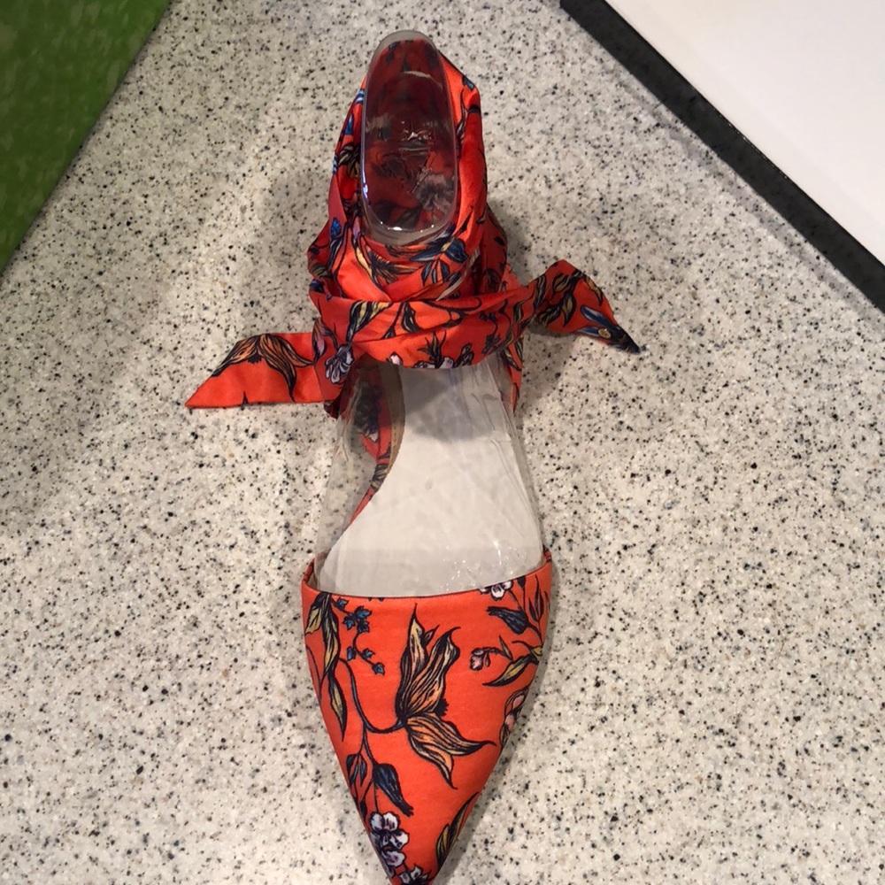 Sam Edelman brandie orange ankle tie flats